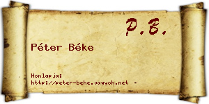 Péter Béke névjegykártya