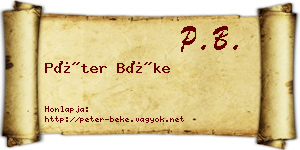 Péter Béke névjegykártya